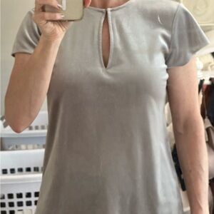 Ann Taylor Gray Cap Sleeve Cut Out Blouse